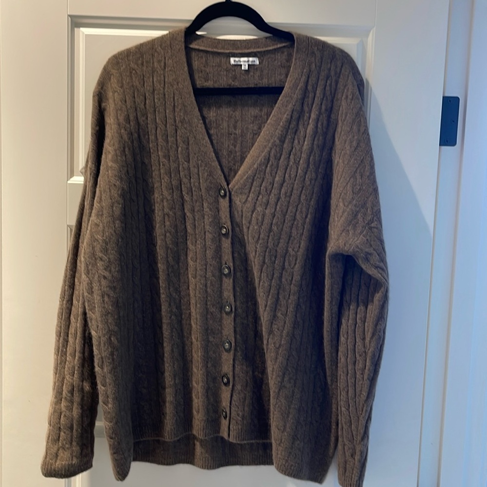 Chocolate Brown Reformation Oversized Cashmere Cardigan